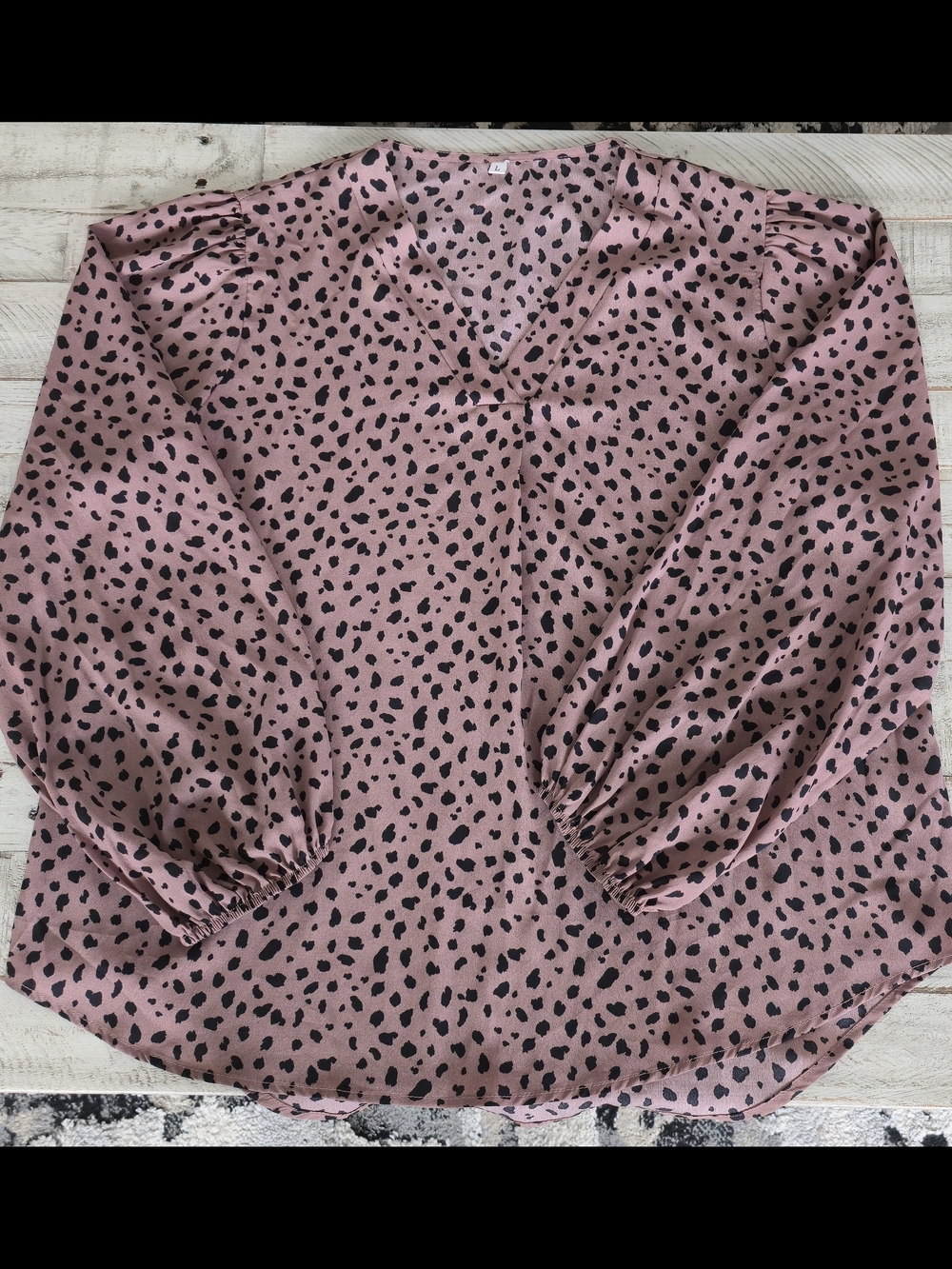 Blush Pink Leopard Print V-Neck Blouse